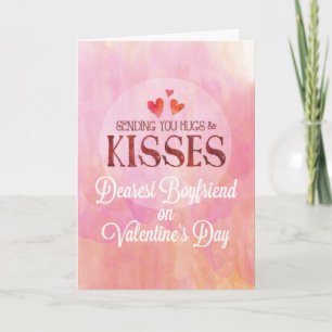 Boyfriend Valentine Sending Hugs and Kisses Card