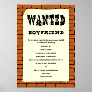 "Boyfriend Wanted" Poster. Poster