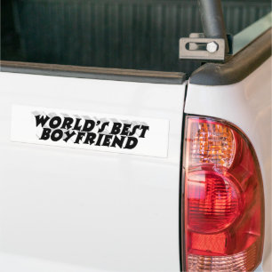 Boyfriend with black typography bumper sticker