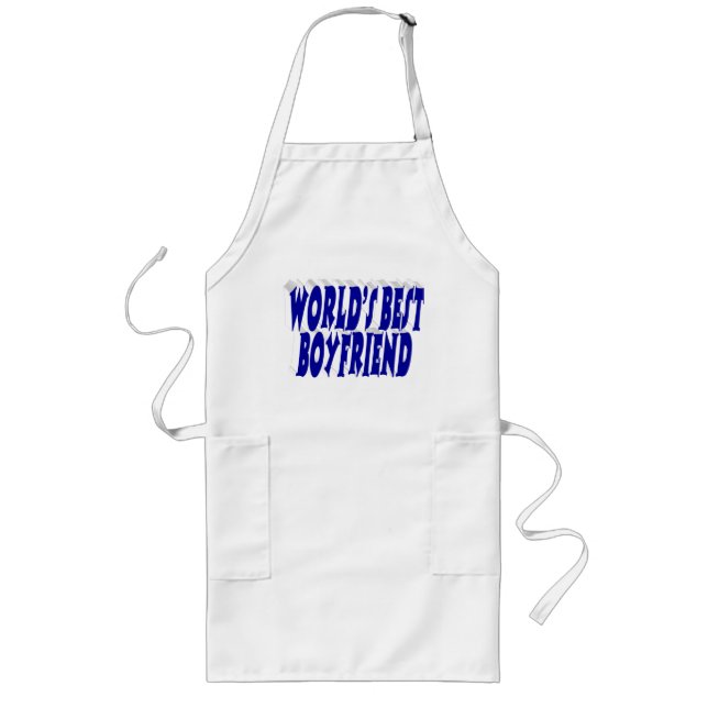 Boyfriend with blue typography long apron (Front)
