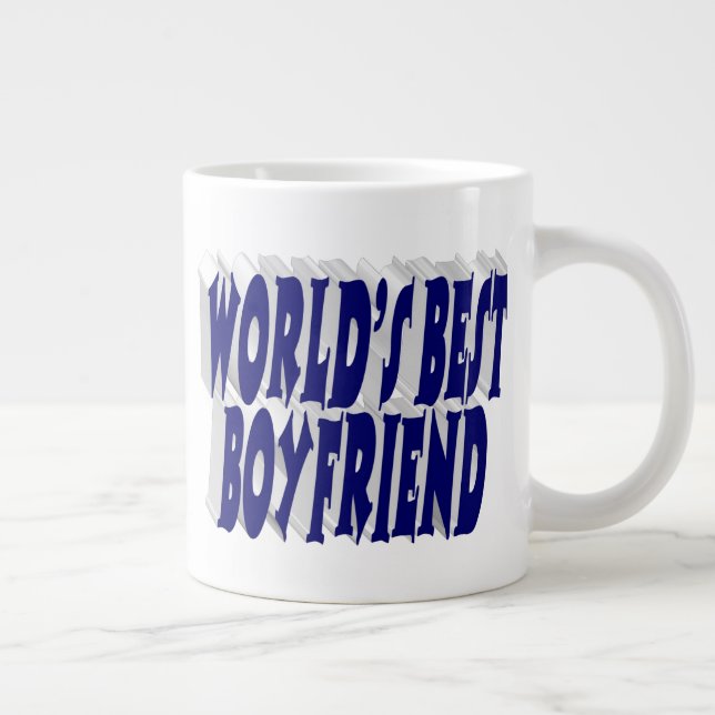Boyfriend with dark blue half typography large coffee mug (Right)