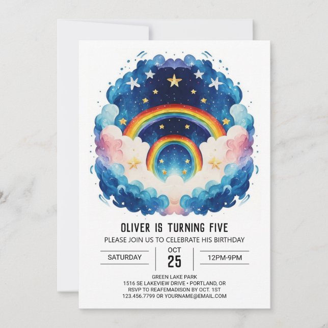  Boyish Modern Clouds Birthday Invitation (Front)