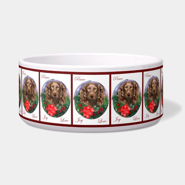Boykin Spaniel Christmas Dog Bowl (Front)