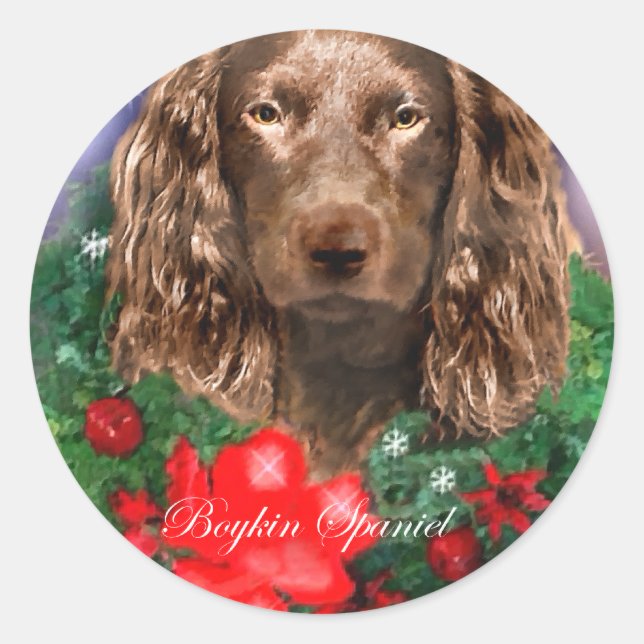 Boykin Spaniel Christmas Gifts Classic Round Sticker (Front)