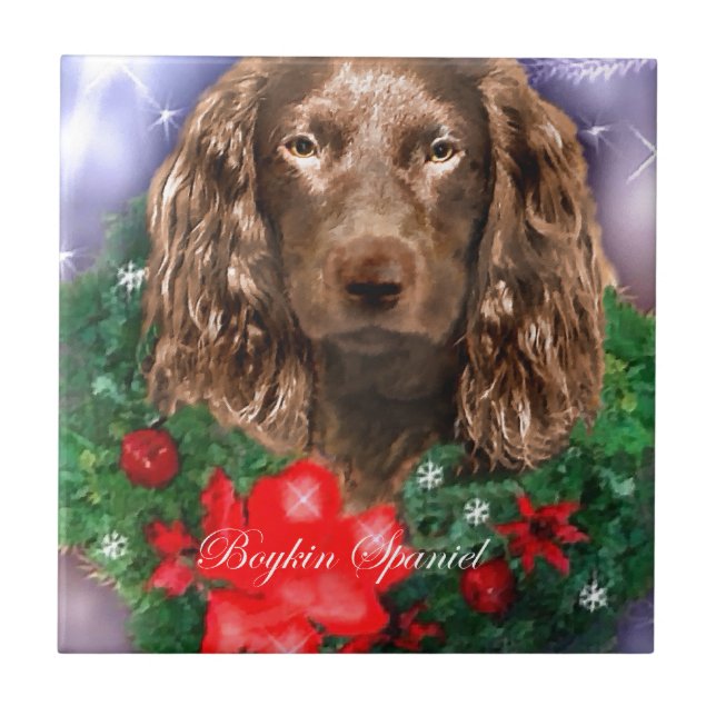 Boykin Spaniel Christmas Tile (Front)