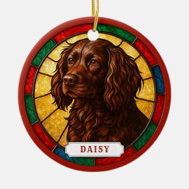Boykin Spaniel Dog Ceramic Circle Ornament (Front)