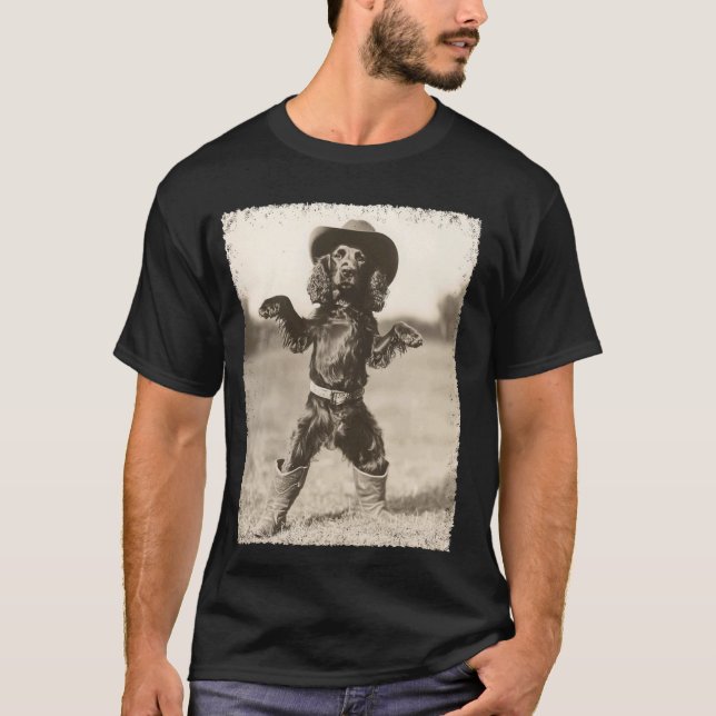 Boykin Spaniel Dog Funny Cowboy T-Shirt (Front)