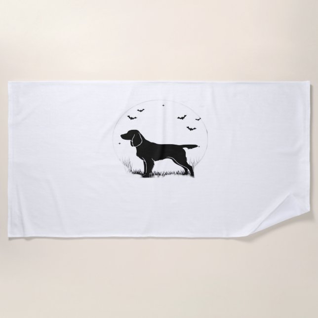 Boykin Spaniel Dog – Halloween Moon Silhouette Cla Beach Towel (Front)