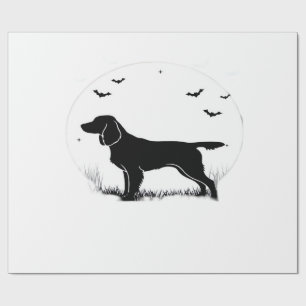 Boykin Spaniel Dog � Halloween Moon Silhouette Cla Wrapping Paper