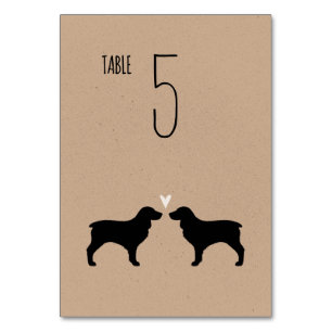 Boykin Spaniel Dog Silhouettes Wedding Reception Table Number