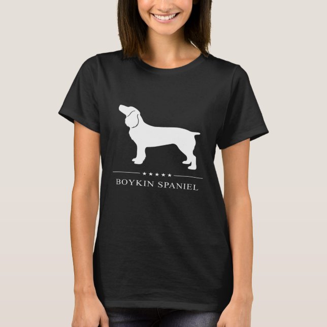 Boykin Spaniel Dog White Silhouette T-Shirt (Front)