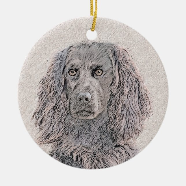Boykin Spaniel Painting - Cute Original Dog Art Ceramic Tree Decoration (Front)