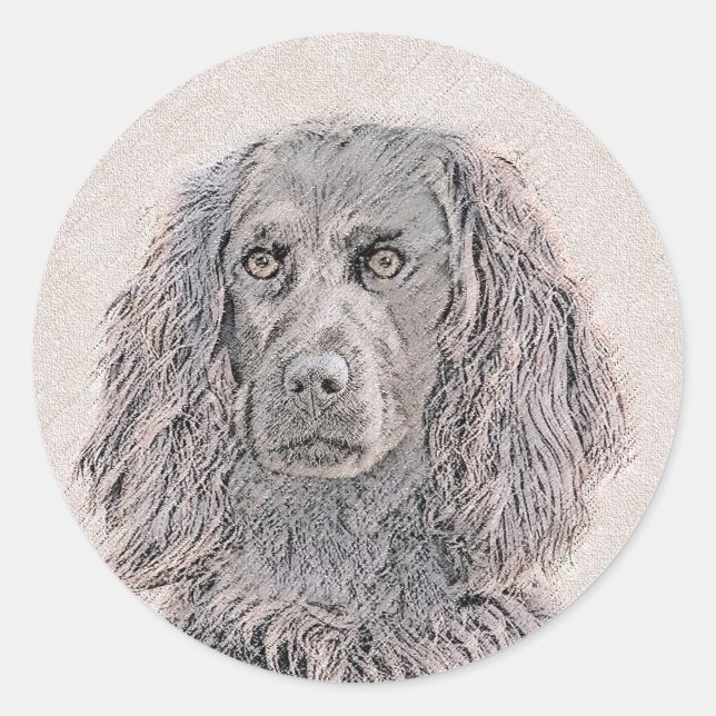 Boykin Spaniel Painting - Cute Original Dog Art Classic Round Sticker (Front)