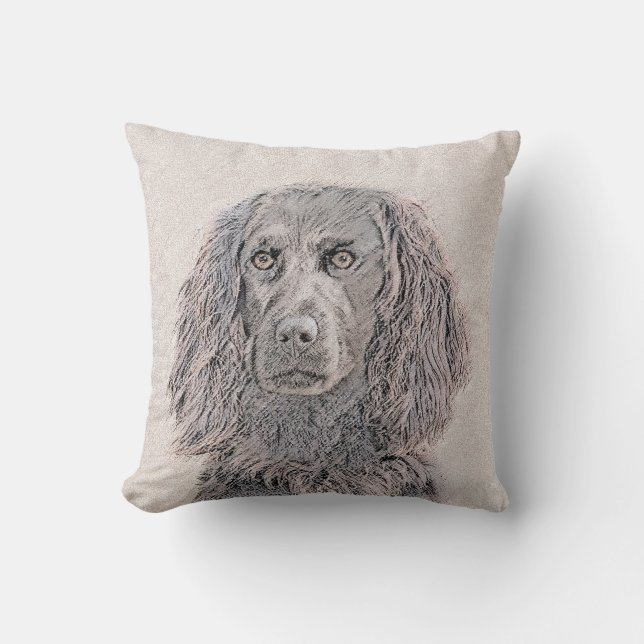 Boykin Spaniel Painting - Cute Original Dog Art Cushion (Front)