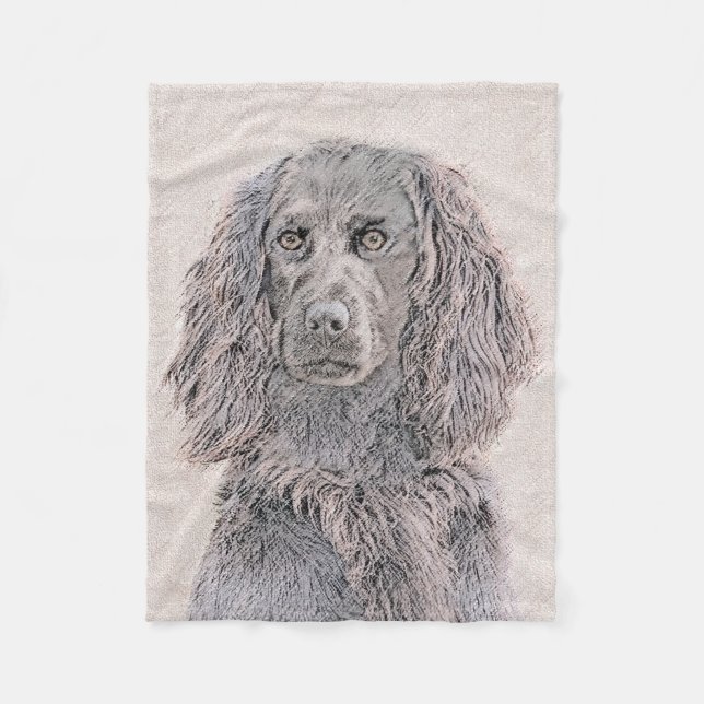 Boykin Spaniel Painting - Cute Original Dog Art Fleece Blanket (Front)