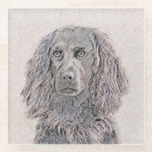 Boykin Spaniel Painting - Cute Original Dog Art Glass Coaster