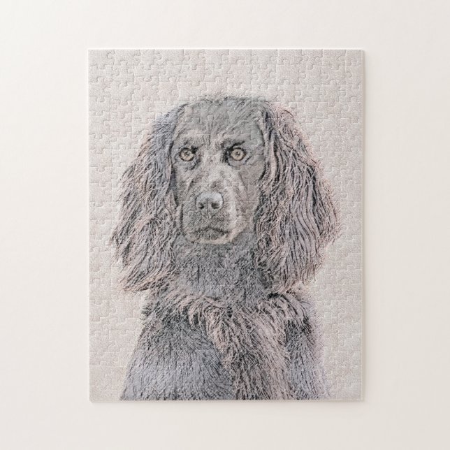Boykin Spaniel Painting - Cute Original Dog Art Jigsaw Puzzle (Vertical)