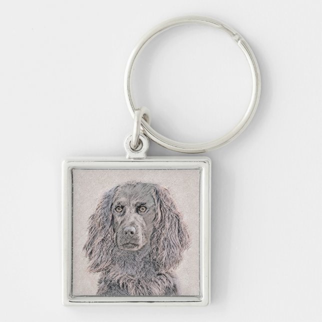 Boykin Spaniel Painting - Cute Original Dog Art Key Ring (Front)