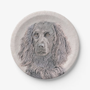 Boykin Spaniel Painting - Cute Original Dog Art Paper Plate