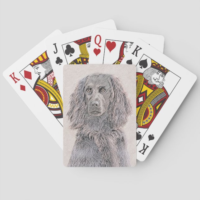 Boykin Spaniel Painting - Cute Original Dog Art Playing Cards (Back)
