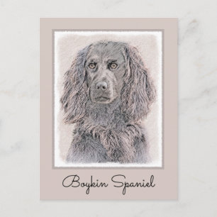 Boykin Spaniel Painting - Cute Original Dog Art Postcard