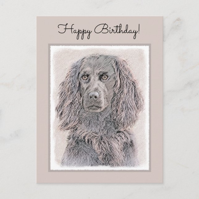 Boykin Spaniel Painting - Cute Original Dog Art Postcard (Front)