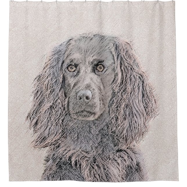 Boykin Spaniel Painting - Cute Original Dog Art Shower Curtain (Front)