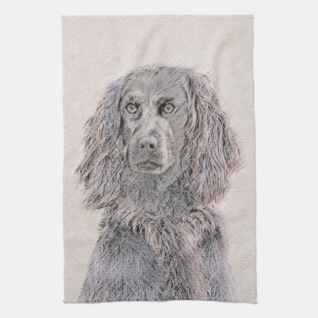 Boykin Spaniel Painting - Cute Original Dog Art Tea Towel (Vertical)