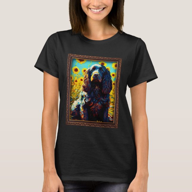 Boykin Spaniel Painting Sunflower Flower Mom Women T-Shirt (Front)