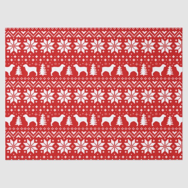 Boykin Spaniel Silhouettes Christmas Pattern Red Tissue Paper (Front)