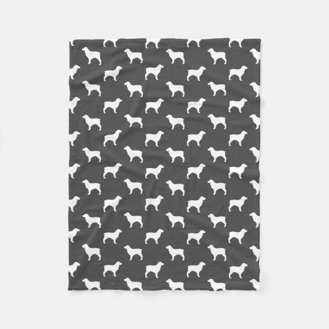 Boykin Spaniel Silhouettes Pattern Grey and White Fleece Blanket (Front)