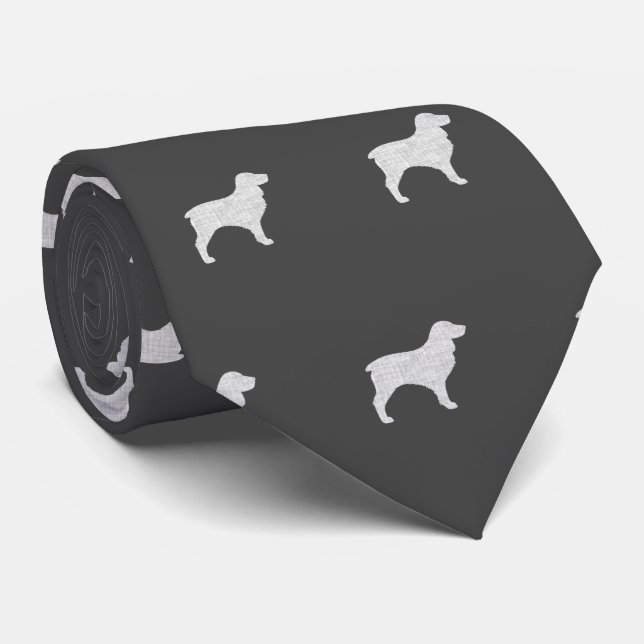 Boykin Spaniel Silhouettes Pattern Grey Tie (Rolled)