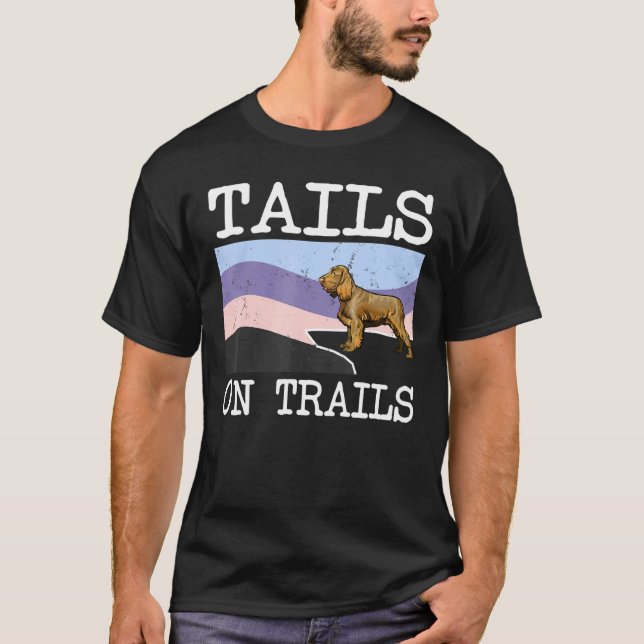 Boykin Spaniel Tails On Trails Dog Hiking T-Shirt (Front)