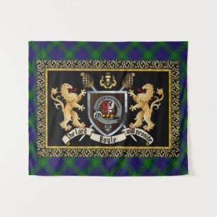 Boyle Clan Badge & Motto w/Lions  Tapestry