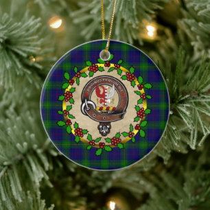 Boyle Clan Badge & Tartan Personalised  Xmas Ceramic Tree Decoration
