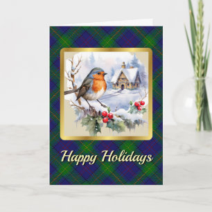 Boyle Crest & Tartan w/Robin Personalised  Card