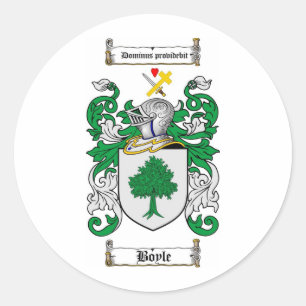 BOYLE FAMILY CREST -  BOYLE COAT OF ARMS CLASSIC ROUND STICKER