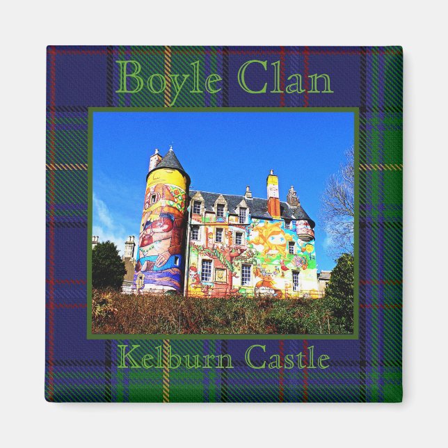 Boyle Scottish Clan's Kelburn Castle Photo Tartan Magnet (Front)