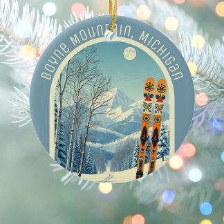 Boyne Mountain Michigan ski souvenir Ceramic Tree Decoration