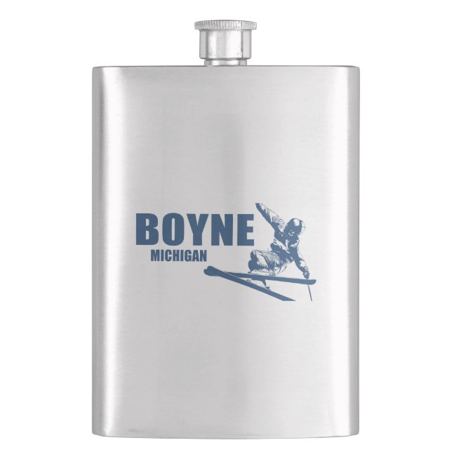 Boyne Mountain Resort Michigan Skier Hip Flask (Front)