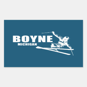 Boyne Mountain Resort Michigan Skier Rectangular Sticker