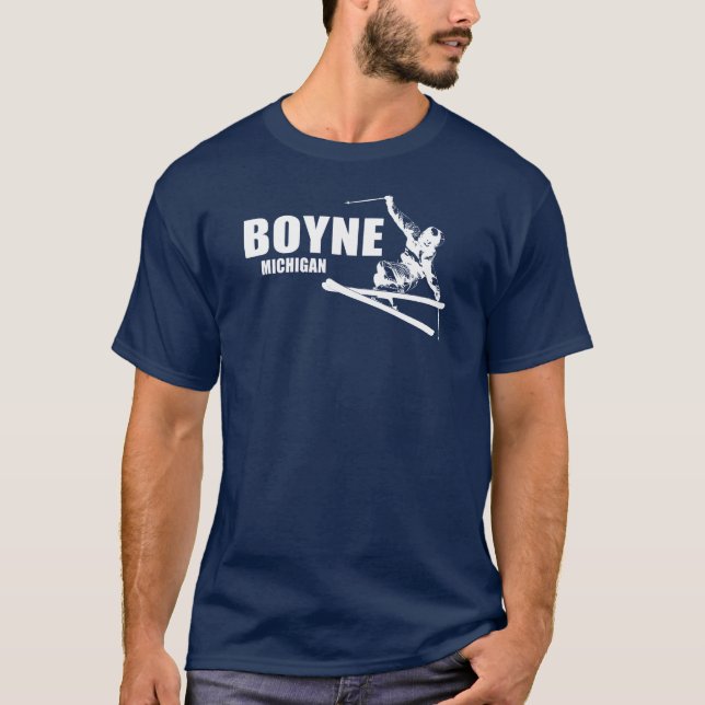 Boyne Mountain Resort Michigan Skier T-Shirt (Front)