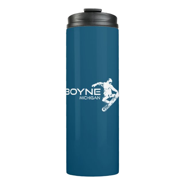 Boyne Mountain Resort Michigan Snowboarder Thermal Tumbler (Front)