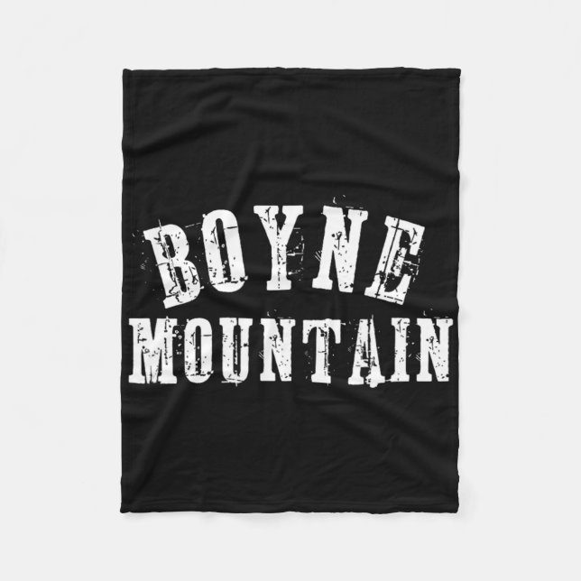 Boyne Mountain Rustic Bold Artisan Grungy Ski Skie Fleece Blanket (Front)
