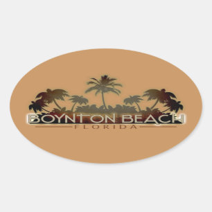 Boynton Beach Florida palm tree words oval sticker
