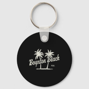 Boynton Beach Florida Vintage 70s Palm Trees Graph Key Ring
