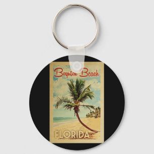 Boynton Beach Palm Tree Vintage Travel Key Ring