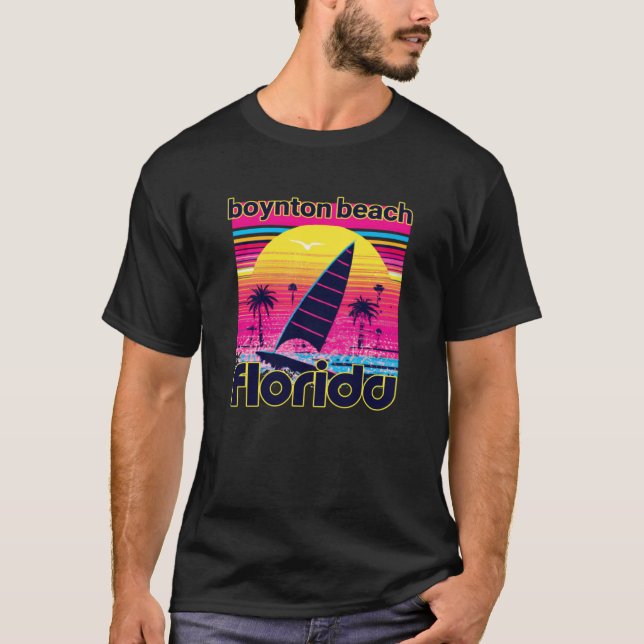 Boynton Beach Retro 80s Style Souvenir Beach T-Shirt (Front)