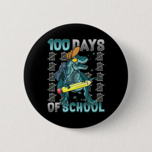 Boys 100 Days Of School Dinosaur 100 Days Smarter  6 Cm Round Badge