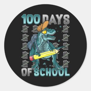 Boys 100 Days Of School Dinosaur 100 Days Smarter  Classic Round Sticker